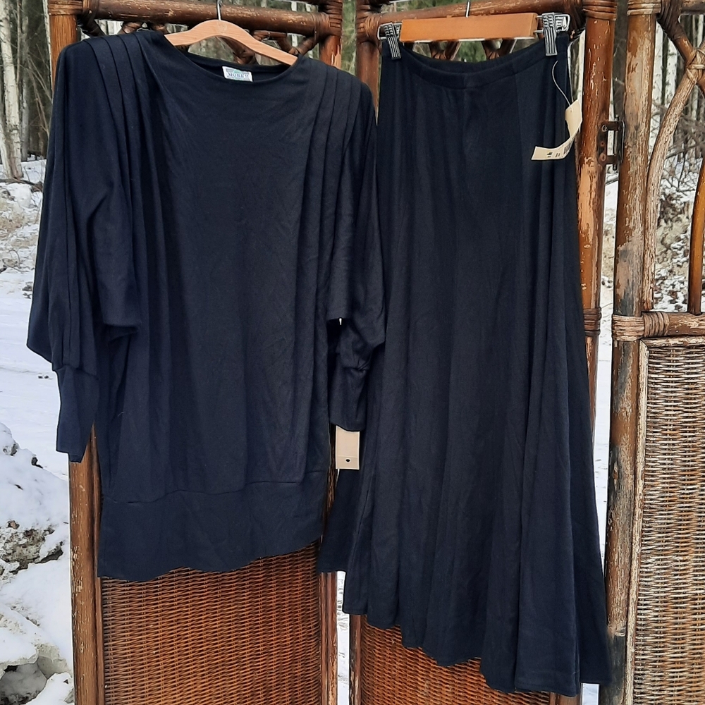 🆕️ Vintage 80s More by Roger Buchard black Skirt Set